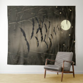 Vollmond Sterne Fliegende Fledermäuse Vintages Hal Wandteppich (Beispiel (Horizontal))