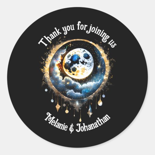 Vollmond Sternenhimmel Himmel Himmelskel chic Runder Aufkleber (Vorderseite)