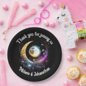 Vollmond Sternenhimmel Himmelsmagenta Pappteller (Party)