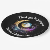 Vollmond Sternenhimmel Himmelsmagenta Pappteller (Schrägansicht)