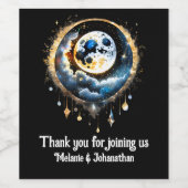 Vollmond Sternenhimmel Sternenhimmel elegant Weinetikett (Einzelnes Label)