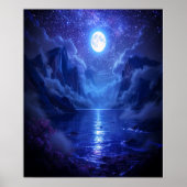 Vollmond-Stille Plakat Naturlich Inspirierte Mauer (Vorne)