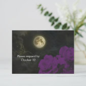 Vollmond Tiefe Lila Ghost-Rose UAWG RSVP Karte (Stehend Vorderseite)