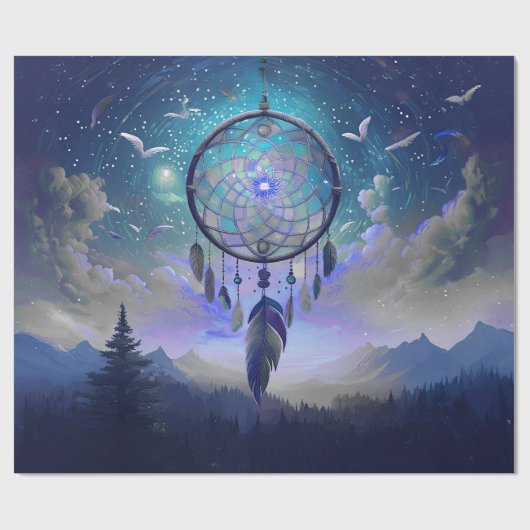 Vollmond Traumfänger, Celestie Geschenkpapier (Flach)