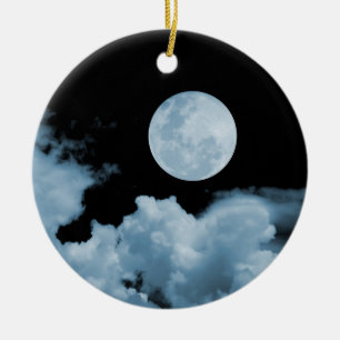 VOLLMOND U. WOLKEN SCHWARZES U. BLAU KERAMIKORNAMENT