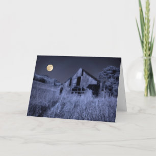 Vollmond über alter verwitterter Scheune Karte