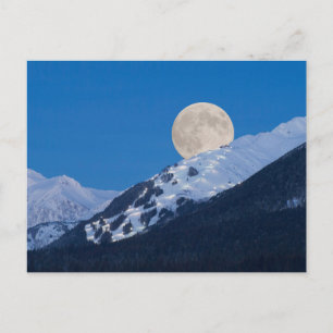 Vollmond über Alyeska Ski Resort, Alaska Postkarte