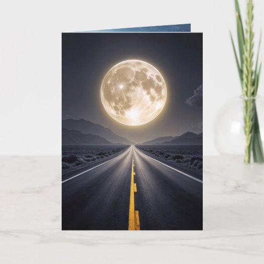 Vollmond über Autobahn Geburtstag Karte (Vorderseite)