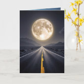 Vollmond über Autobahn Geburtstag Karte (Gelbe Blume)