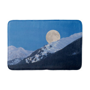 Vollmond über dem Alyeska-Ski-Resort, Alaska Badematte