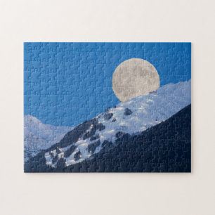 Vollmond über dem Alyeska-Skigebiet, Alaska Puzzle