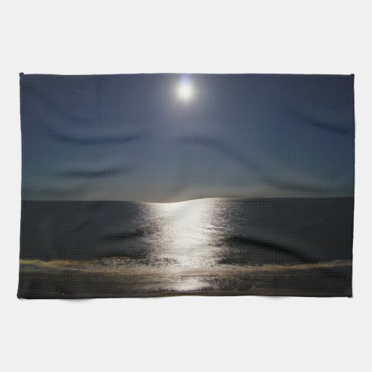 Vollmond über dem Atlantik Geschirrtuch (Horizontal)