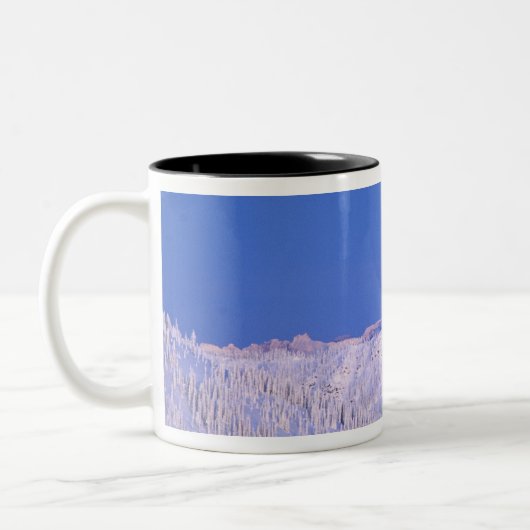 Vollmond über dem Glacier-Nationalpark Zweifarbige Tasse (Links)