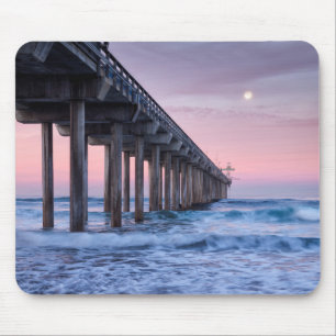 Vollmond über dem Scripps Pier Mousepad