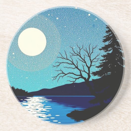 Vollmond über den Fluss Sandstone Untersetzer (Vorne)