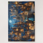 Vollmond über der mittelalterlichen Stadt Puzzle (Vertikal)