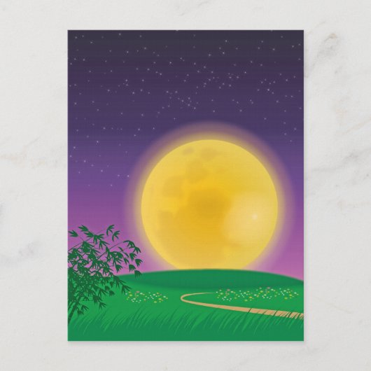 Vollmond über die Landschaft der Hügel mit Starry Postkarte (Vorderseite)