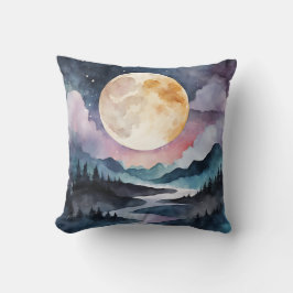 Vollmond über Gebirge und Wald Kissen