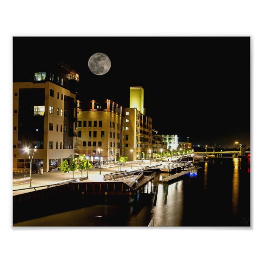 Vollmond über grüne Bucht Fotodruck (Vorne)