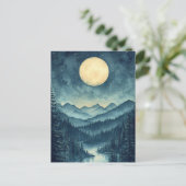 Vollmond über Landschaftliche Berglandschaft Postkarte (Stehend Vorderseite)
