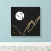Vollmond über majestätischen Bergen Leinwanddruck (Insitu (Holzboden))