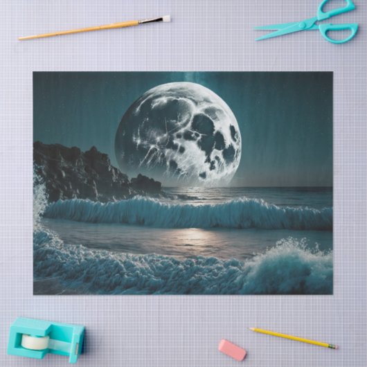 Vollmond über Ocean Decoupage Seidenpapier (Basteln)