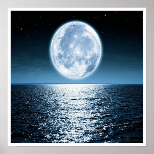 Vollmond über Ocean Poster (Vorne)