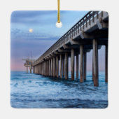 Vollmond über Pier, Kalifornien Keramikornament (Rückseite)
