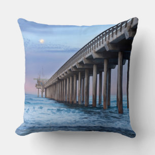 Vollmond über Pier, Kalifornien Kissen