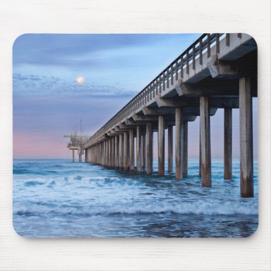Vollmond über Pier, Kalifornien Mousepad (Vorne)