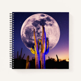 Vollmond über Saguaro Cactus Notizblock