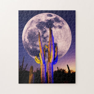 Vollmond über Saguaro-Kakteen Puzzle