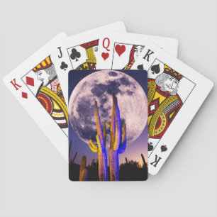 Vollmond über Saguaro-Kakteen Spielkarten