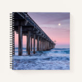 Vollmond über Scripps Pier Notizblock (Vorderseite)