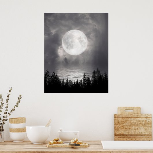 Vollmond über See Poster (Küche)