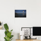 Vollmond über weißem Punkt Poster (Heimbüro)