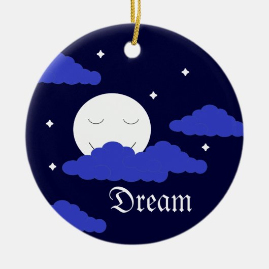 Vollmond um Mitternacht & Sterne: Keramik Ornament (Vorne)