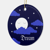 Vollmond um Mitternacht und Sterne: Keramik Ornament (Links)