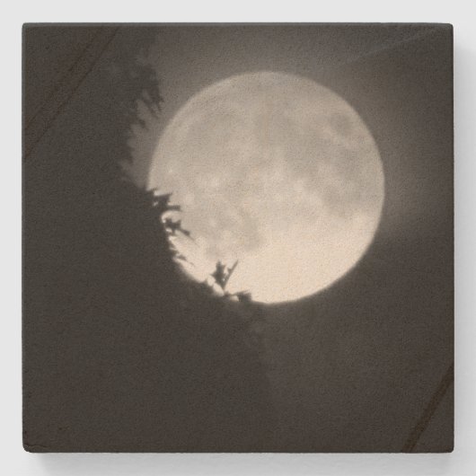Vollmond und Baum Steinuntersetzer (Vorderseite)