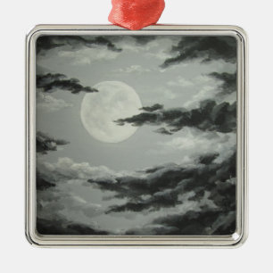Vollmond und bewölkte Himmels-Verzierung Silbernes Ornament