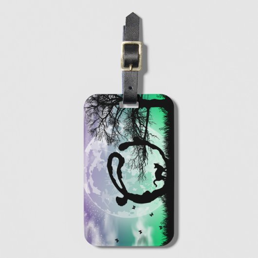 Vollmond- und Cat O-Anfangskennzeichen für Monogra Gepäckanhänger (Vorderseite Vertikal)