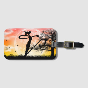 Vollmond und Cat V Anfangskennzeichen für Monogram Gepäckanhänger