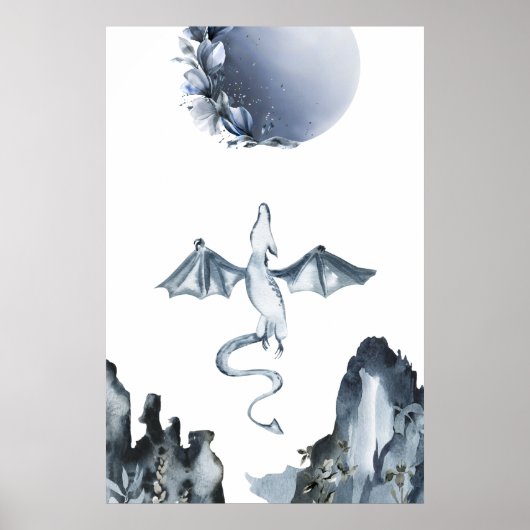 Vollmond und Dragon Dusty Blue Poster (Vorne)
