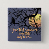 Vollmond-und Eulen-Silhouette Button (Vorderseite)