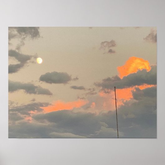 Vollmond 🌝 und farbenfrohe Wolken ☁️ Poster (Vorne)