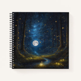 Vollmond und Firefrefly-Hardcover-Journal Notizblock