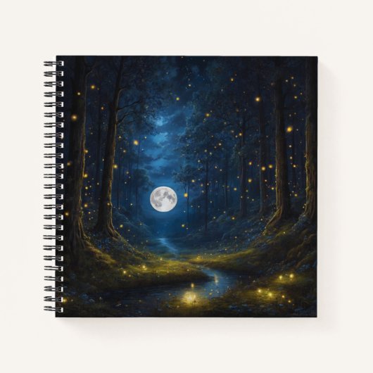 Vollmond und Firefrefly-Hardcover-Journal Notizblock (Vorderseite)