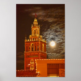 Vollmond und Giralda Tower, Kansas City, Missouri Poster