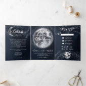 Vollmond und Hochzeit der Sterne Dreifach Gefaltete Einladung (Innenseite)