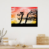 Vollmond- und Kat-H-Monogramm-Poster Poster (Küche)